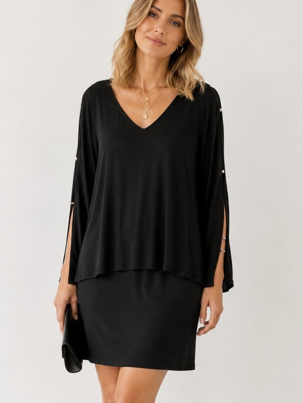WHBM Dress Layered Open Long sleeves